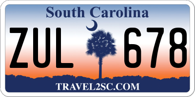 SC license plate ZUL678