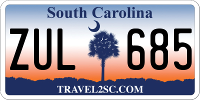 SC license plate ZUL685
