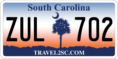 SC license plate ZUL702