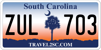 SC license plate ZUL703