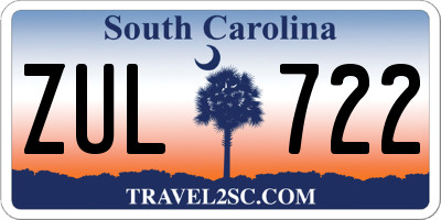 SC license plate ZUL722