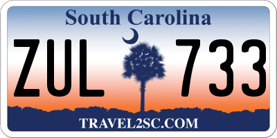 SC license plate ZUL733