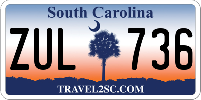 SC license plate ZUL736