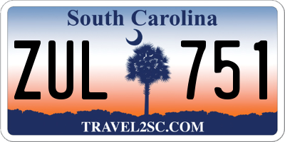 SC license plate ZUL751