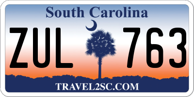 SC license plate ZUL763