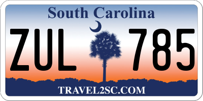 SC license plate ZUL785