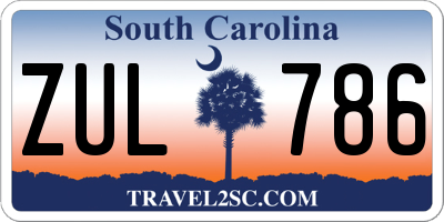 SC license plate ZUL786