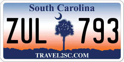 SC license plate ZUL793