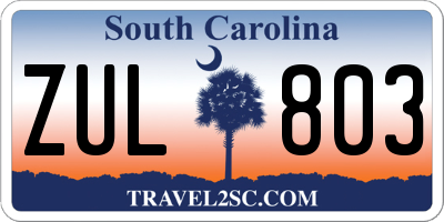 SC license plate ZUL803