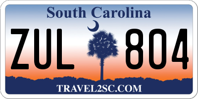SC license plate ZUL804