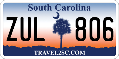 SC license plate ZUL806