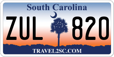 SC license plate ZUL820