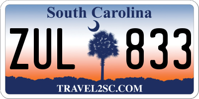 SC license plate ZUL833