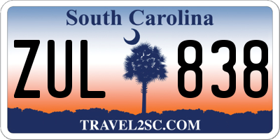 SC license plate ZUL838