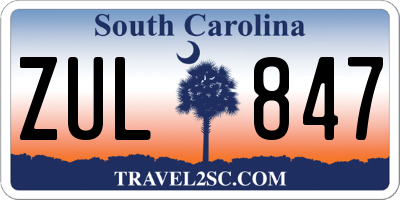 SC license plate ZUL847
