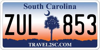 SC license plate ZUL853