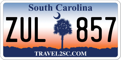SC license plate ZUL857