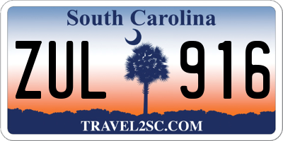 SC license plate ZUL916