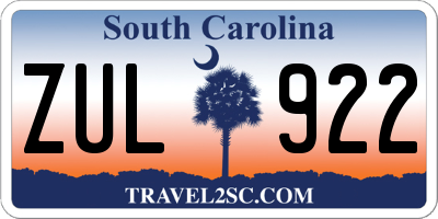 SC license plate ZUL922