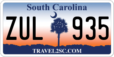 SC license plate ZUL935