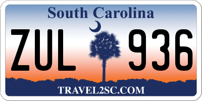 SC license plate ZUL936