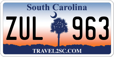SC license plate ZUL963