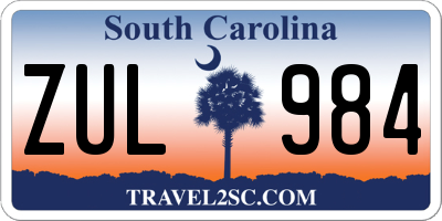 SC license plate ZUL984