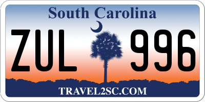SC license plate ZUL996