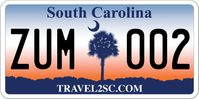 SC license plate ZUM002