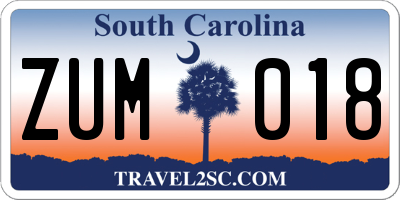 SC license plate ZUM018