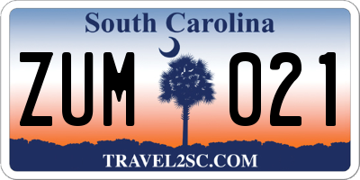 SC license plate ZUM021