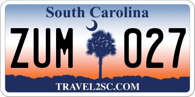 SC license plate ZUM027