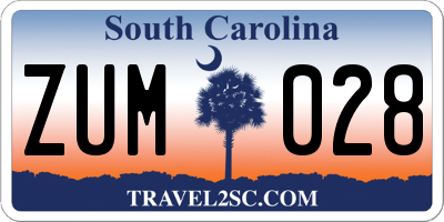 SC license plate ZUM028