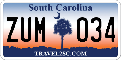 SC license plate ZUM034