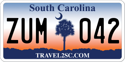 SC license plate ZUM042