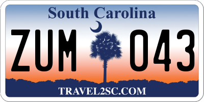 SC license plate ZUM043