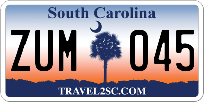SC license plate ZUM045