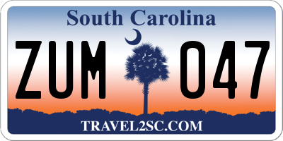 SC license plate ZUM047