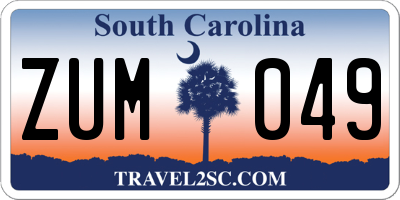 SC license plate ZUM049