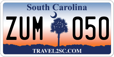SC license plate ZUM050
