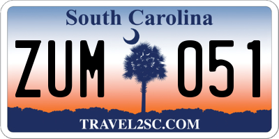 SC license plate ZUM051