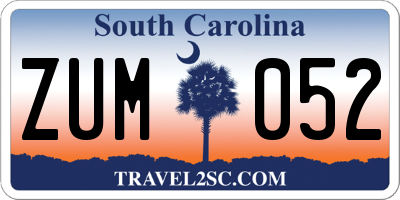 SC license plate ZUM052