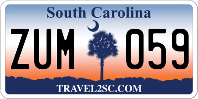 SC license plate ZUM059