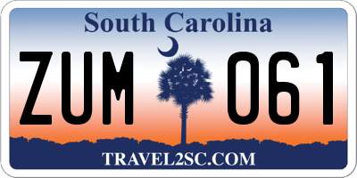 SC license plate ZUM061