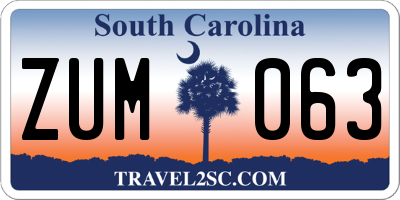 SC license plate ZUM063