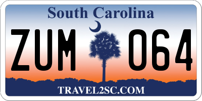 SC license plate ZUM064