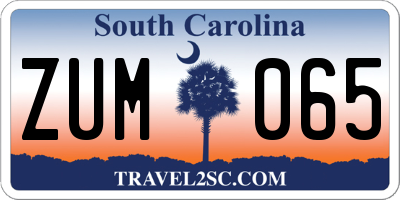 SC license plate ZUM065
