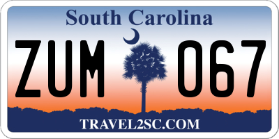 SC license plate ZUM067
