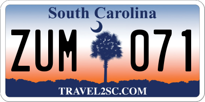 SC license plate ZUM071
