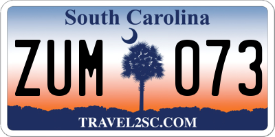 SC license plate ZUM073
